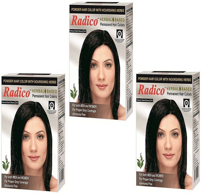 Radico Dark Brown Herbal Hair Color Ammonia Free 3 In 1 Hair