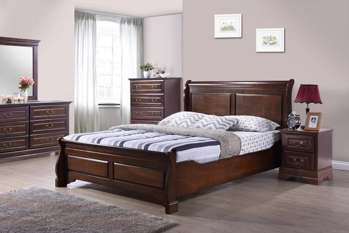 Royaloak Sydney Solid Wood Queen Bed In India Royaloak Sydney Solid Wood Queen Bed Finish Color Cappuccino