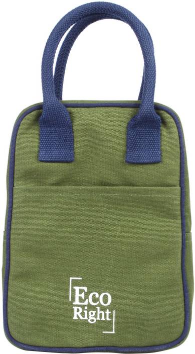 Ecoright Reusable Lunch Tote Bag Cotton Canvas Eco Friendly Insulated Cooler Washablewith Zipper For Men Women S Kids Dark Green 0706