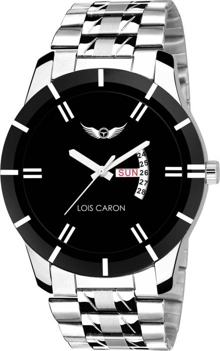 Lois Caron LCS-8049 BLACK DIAL DAY & DATE FUNCTIONING Watch...
