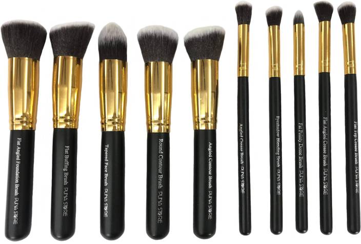 Puna Store 10 Piece Makeup Brush Set Model Ps 540 Black Gold