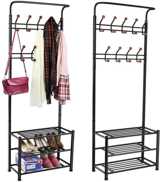 House Of Quirk 18 Hooks Coat Rack With 3 Tier Shoe Shelves House Of Quirk 18 Hooks Coat Rack With 3 Tier Shoe Shelves Metal