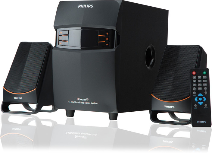 philips dhoom fm 2.1 multimedia speaker system remote