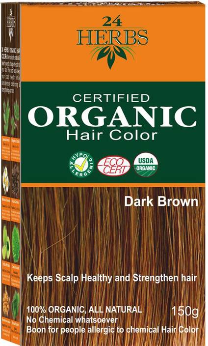 24 Herbs Certified Organic Hair Color Dark Brown Hair Color