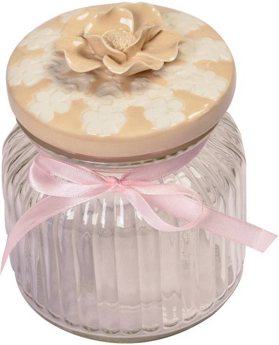 Scrafts Floral Crown Grey Glass Container Decoration Jar Storage