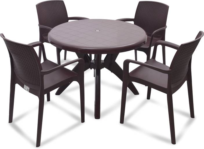 Supreme Texas Plastic 4 Seater Dining Set In India Supreme Texas Plastic 4 Seater Dining Set Finish Color Brown