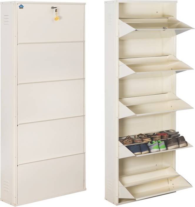 Delite Kom 24 Inches Wide Five Door Double Decker Powder Coated Wall Delite Kom 24 Inches Wide Five Door Double Decker Powder Coated Wall Mounted Metallic Ivory Metal