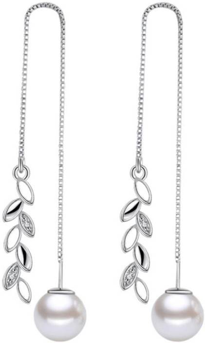 Flipkart Myki Stunning Leaves Design Long Hanging Earrings Myki Stunning Leaves Design Long Hanging Earrings For Women S Swarovski Zirconia Sterling Silver Drop
