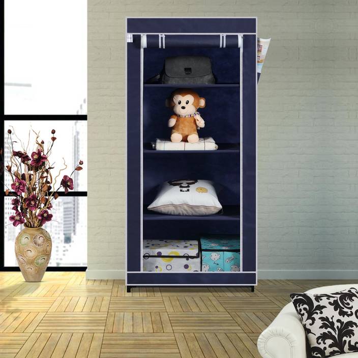Flipkart Smart Single Door 4 Shelf Pp Collapsible Wardrobe Flipkart Smart Single Door 4 Shelf Pp Collapsible Wardrobe Finish Color Blue