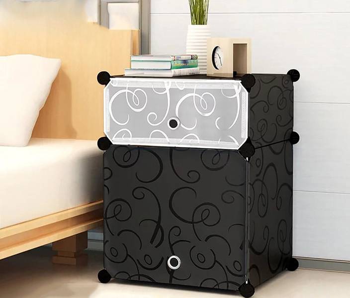 House Of Quirk Portable Bedside Table Cube Storage Organizer 2 Cube Organizer For Bedroom Living Room Or Kids Room Black Storage Box