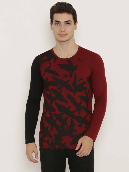Inkovy Graphic Print Men's Round Neck Maroon T-Shirt
