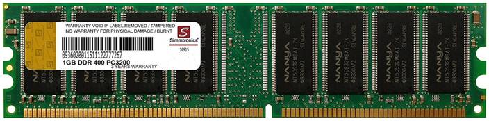 Simtronics 1 Gb Ddr1 400mhz Ddr 1 Gb Single Channel Pc Simmtronics 1gb 400 Mhz Ddr Pc 3200 Desktop Ram