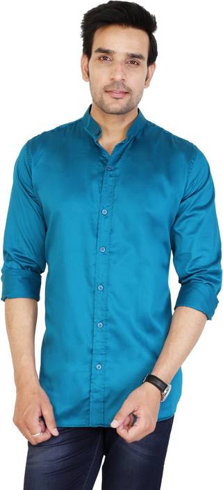 Jai Textiles Men's Solid Casual Blue Shirt