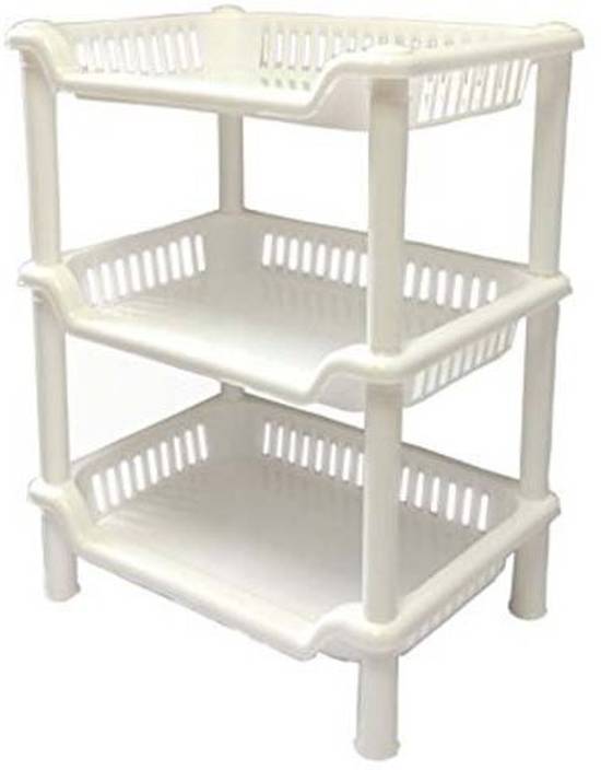 Royaldeal 3 Layer Kitchen Rack Stand Fruits Vegetable Storage Royaldeal 3 Layer Kitchen Rack Stand Fruits Vegetable Storage Household Office Plastic White