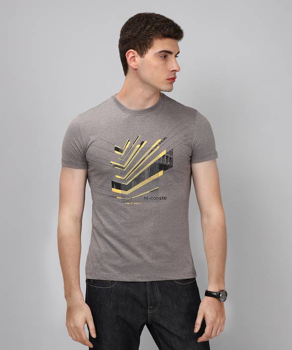 Van Heusen Sport Printed Men's Round Neck Grey...