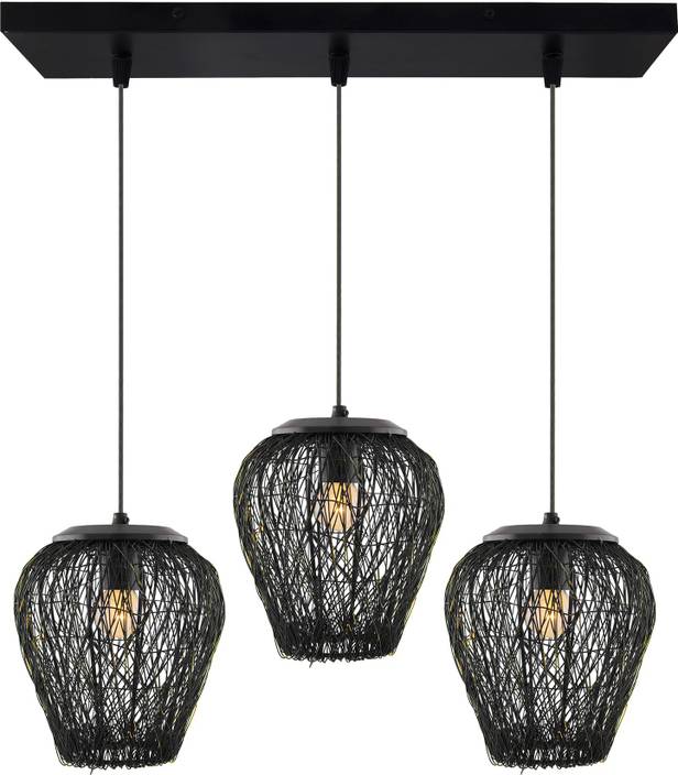 Homesake 3 Lights Linear Cer Chandelier Black Steel Wire Mesh Homesake 3 Lights Linear Cer Chandelier Black Steel Wire Mesh Pendant Decorative