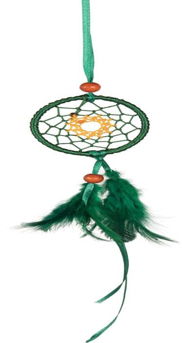 ILU Dream Catcher Car Hanging, Car Mirror Decoration Handmade Beaded Circular Net with Feather Decoration