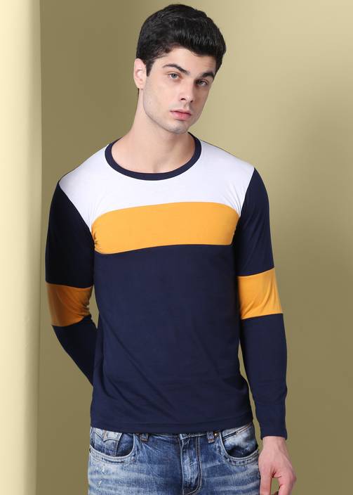 GHPC Solid Men Round Neck Dark Blue T-Shirt