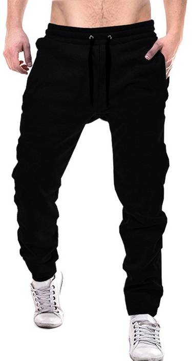 Tripr Solid Men Black Track Pants