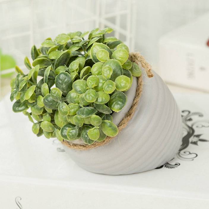 Fourwalls Artificial Home Garden Decoration Ceramic Green Leaf Pot