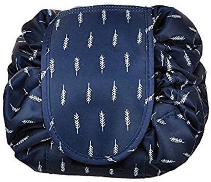 Saiyam Travel Flat Makeup Bag Drawstring Cosmetic Bag Potli Grey