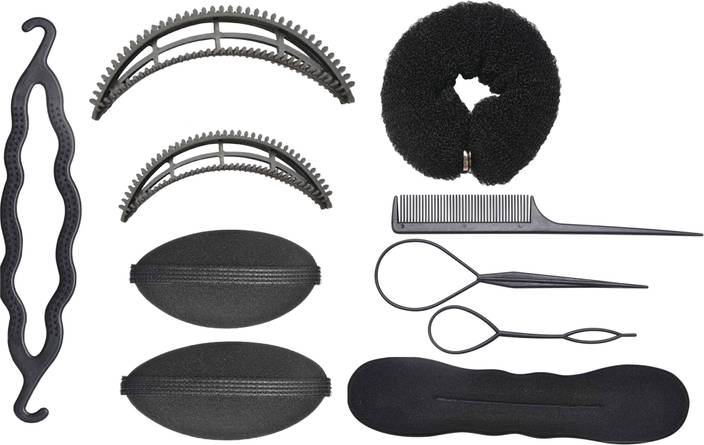 Bella Hararo 10pc Set Juda Maker Bun Maker Hair Volume Puff Comb Combo Hair Styling Tools Hair Accessory Set
