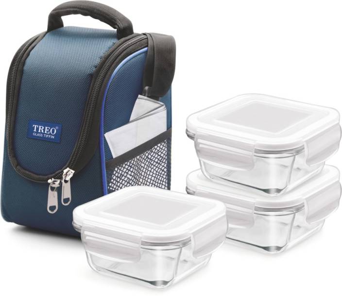 Treo Health First Glass Tiffin 3 Containers Lunch Box