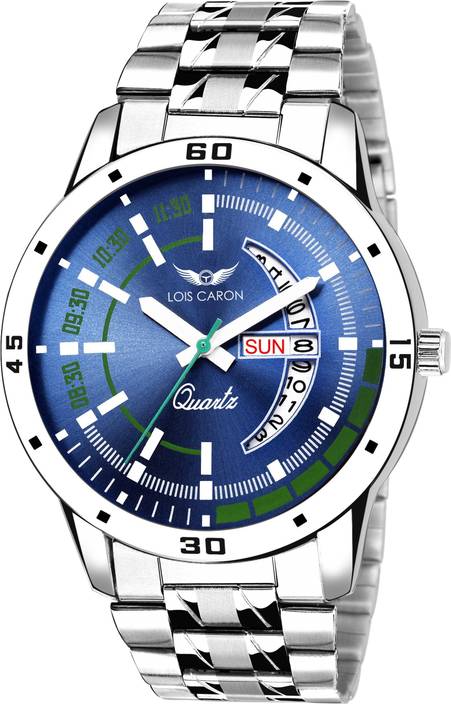 Lois Caron LCS-8075 BLUE DIAL DAY & DATE FUNCTIONING Watch...