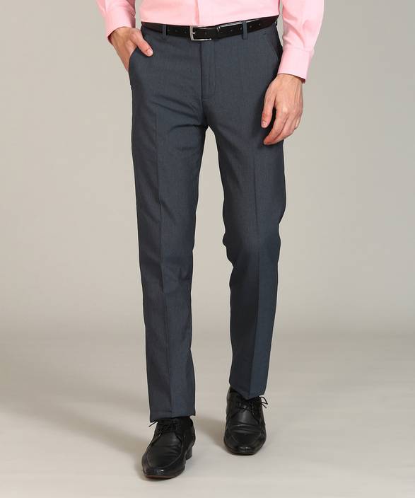 Peter England Slim Fit Men's Blue Trousers