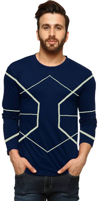 Tripr Printed Men Round Neck Dark Blue T-Shirt