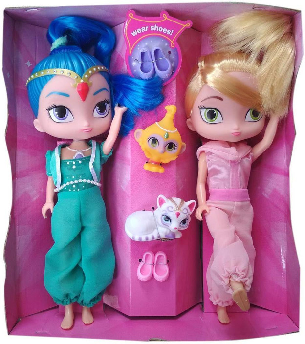 shimmer and shine sleepover triple doll set