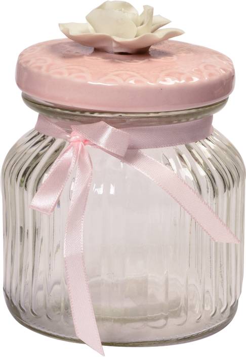 Scrafts Small Floral Pink Glass Container Decoration Jar Storage