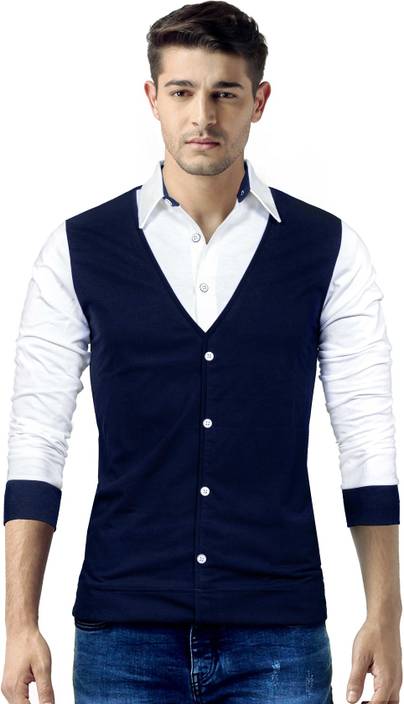 Seven Rocks Solid Men's Polo Neck Dark Blue,...