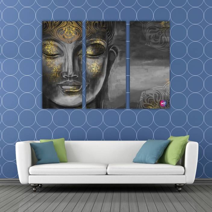 Chandras Abstract Buddha Digital Art 3 Frame Panel Canvas