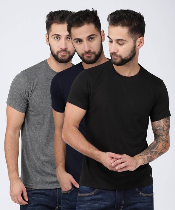 Metronaut Solid Men Round Neck Multicolor T-Shirt