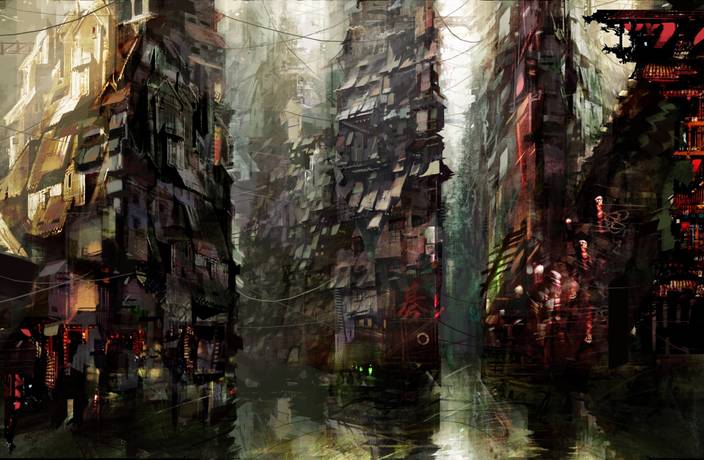 Athah Anime City Fantasy Artistic 13 19 Inches Wall Poster