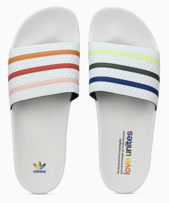 adidas pride adilette slider sandals in white