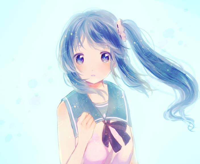 Athah Anime Nagi No Asukara Long Hair Blue Hair Twintails