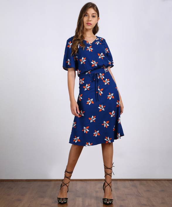 United Colors Of Benetton Women A Line Blue Dress Buy Blue United Colors Of Benetton Women A Line Blue Dress Online At Best Prices In India Flipkart Com