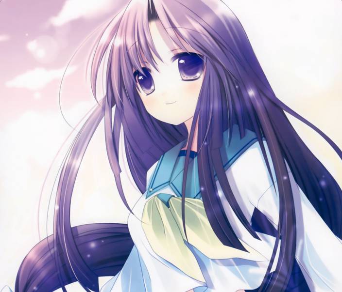 Anime Girl With Purple Eyes And Purple Hair