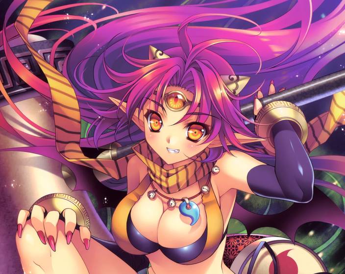 Athah Anime Original Long Hair Pink Hair Yellow Eyes Smile Scarf
