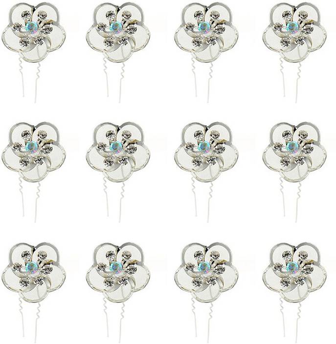 Ekan Combo Of 12 Pcs Hair Pins Party Wear Juda Pins For Hair