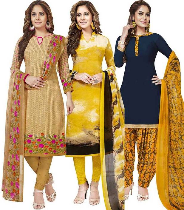 Jevi Prints Crepe Floral Print Salwar Suit Dupatta Material Price
