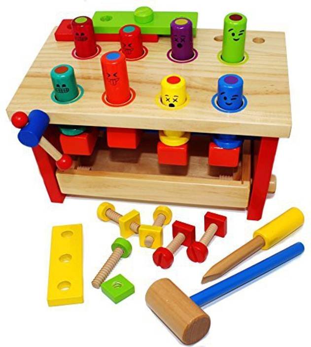 Joyin Toy Wooden Construction Pounding Bench Deluxe Tool Kit
