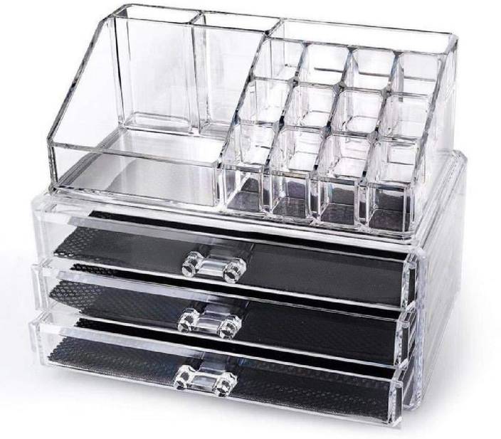 Syga Acrylic 3 Drawers 16 Grid Stackable Cosmetics Makeup Storage