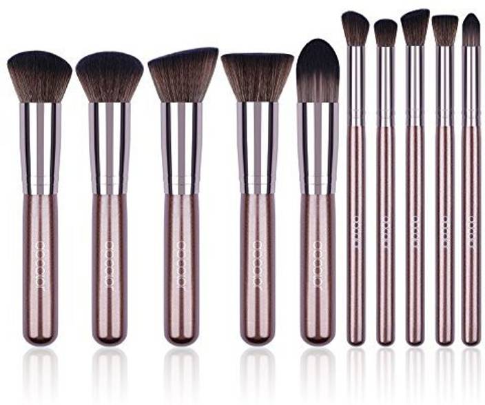 Docolor Makeup Brushes 10 Pcs Brush Set Premium Synthetic Kabuki