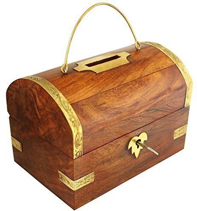 Genrc Itos365 Handicrafted Wooden Money Bank Large Piggy Bank