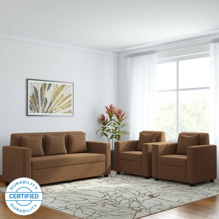 Bharat Lifestyle Lexus Fabric 3 1 Dark Brown Sofa Set Price In Bharat Lifestyle Lexus Fabric 3 1 Dark Brown Sofa Set Price In India Online At