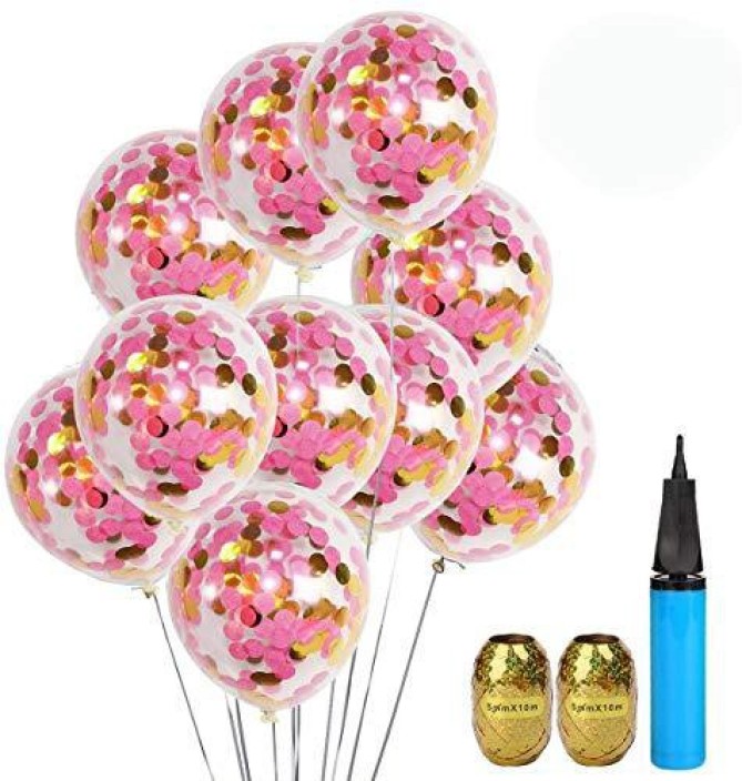Rose Gold Balloons 100 Pack 12 Inch Helium Latex Balloons with Gold Confetti Balloons for Birthday Party Supplies 