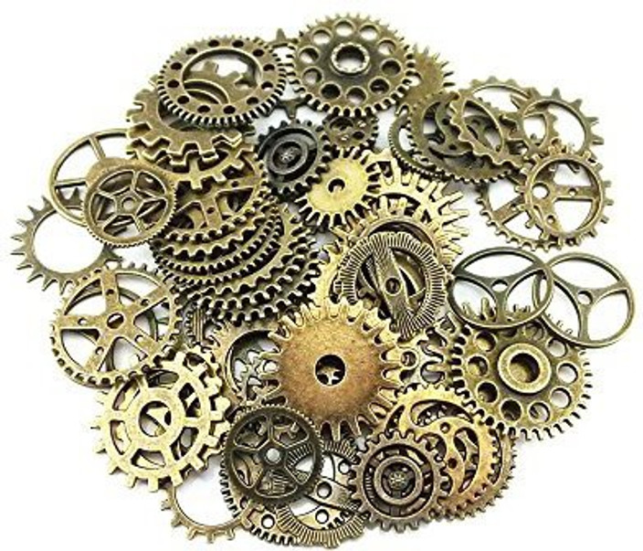 Approx 80Pcs Diy Assorted Color Antique Metal Steampunk Gears Pendan 100 Gram
